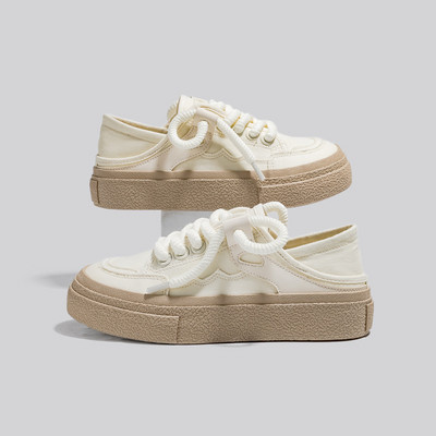 HOPUS Ljetne cipele za žene 2023. Nove modne cipele na vezanje Bijele vulkanizirane cipele Prozračne platnene tenisice Ženske plitke