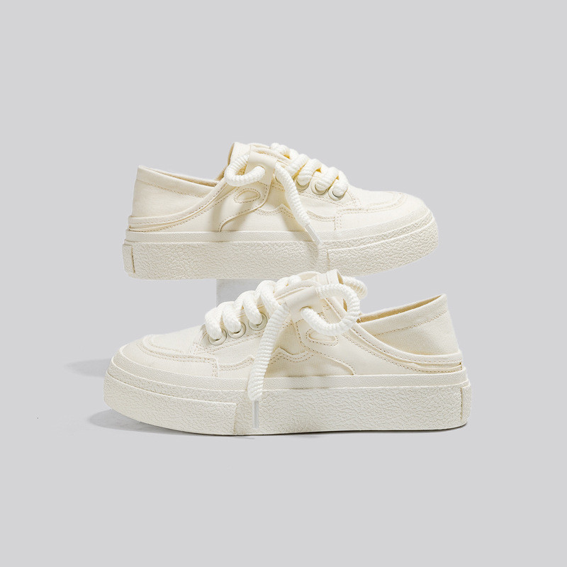 HOPUS Ljetne cipele za žene 2023. Nove modne cipele na vezanje Bijele vulkanizirane cipele Prozračne platnene tenisice Ženske plitke