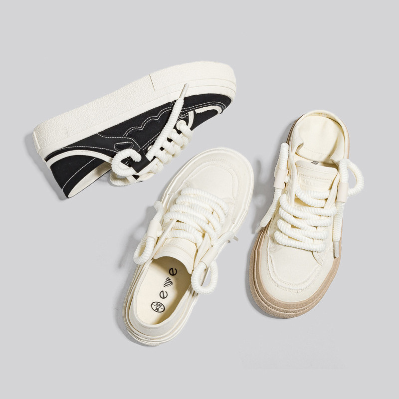 HOPUS Ljetne cipele za žene 2023. Nove modne cipele na vezanje Bijele vulkanizirane cipele Prozračne platnene tenisice Ženske plitke