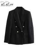 BlingBlingee must naiste tviidjakk Traf 2023 talvine paks pikkade varrukatega metallist nööbid õhuke kontoribleiser naiste mantel naiste topp