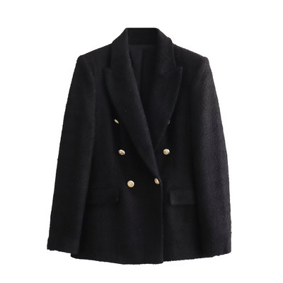 BlingBlingee must naiste tviidjakk Traf 2023 talvine paks pikkade varrukatega metallist nööbid õhuke kontoribleiser naiste mantel naiste topp