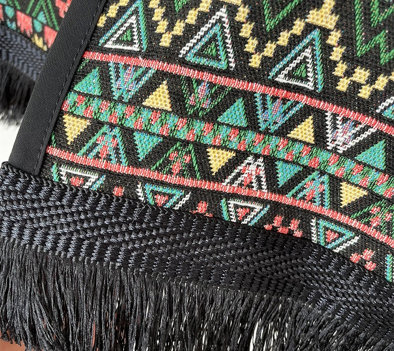 Vintage Bohemian Boho Chic Gypsy Hippie Ibiza Bali Fringes Jacquard Cropped Γιλέκο 2023 Retro Cottage Core Holiday Vacation Top