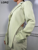 LGRQ 2023 kevad uus mood naiste bleiser, soliidne, pikkade varrukatega helmestega lapiline seljata ülikond jakid naistele Tide 19J847