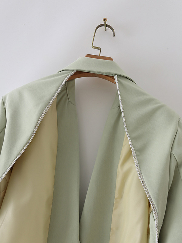 LGRQ 2023 kevad uus mood naiste bleiser, soliidne, pikkade varrukatega helmestega lapiline seljata ülikond jakid naistele Tide 19J847