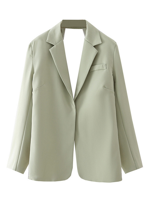 LGRQ 2023 kevad uus mood naiste bleiser, soliidne, pikkade varrukatega helmestega lapiline seljata ülikond jakid naistele Tide 19J847