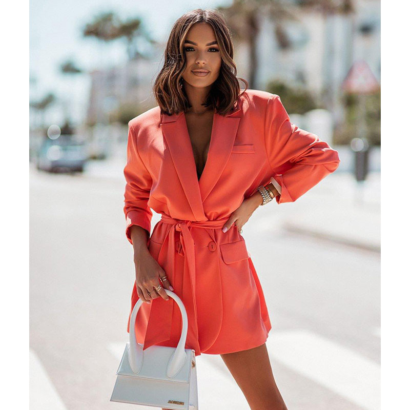 2023 Νέο Ανοιξιάτικο Μπλέιζερ Μακρυμάνικο Παλτό Casual Strap Tailored Veste Loose Green Stylish Streetwear Fashion Γυναικεία Ρούχα