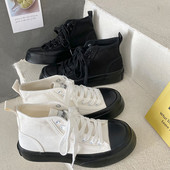 Naiste retromustad pitsilised vabaaja lõuendist kingad Naised hingavad kõrged vulkaniseeritud kingad Harajuku vabaaja tossud naistele