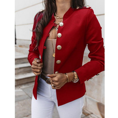 Vabaaja naiste šikk ärikontor naiste üherealine bleiser, vintage mantel, moodne pikkade varrukatega naiste ülerõivad, stiilsed topid