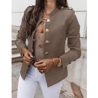Vabaaja naiste šikk ärikontor naiste üherealine bleiser, vintage mantel, moodne pikkade varrukatega naiste ülerõivad, stiilsed topid