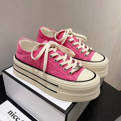 Γυναικεία πάνινα παπούτσια από καμβά μόδας φθινόπωρο 2023 με κορδόνια με στρογγυλά δάχτυλα Πλατφόρμα Vulcanized Παπούτσια Casual Outdoor Running Zapatillas Mujer