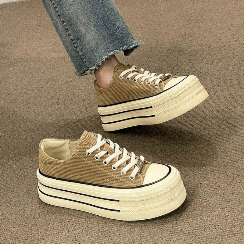 Γυναικεία πάνινα παπούτσια από καμβά μόδας φθινόπωρο 2023 με κορδόνια με στρογγυλά δάχτυλα Πλατφόρμα Vulcanized Παπούτσια Casual Outdoor Running Zapatillas Mujer