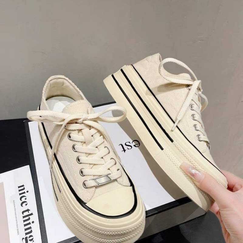 Γυναικεία πάνινα παπούτσια από καμβά μόδας φθινόπωρο 2023 με κορδόνια με στρογγυλά δάχτυλα Πλατφόρμα Vulcanized Παπούτσια Casual Outdoor Running Zapatillas Mujer