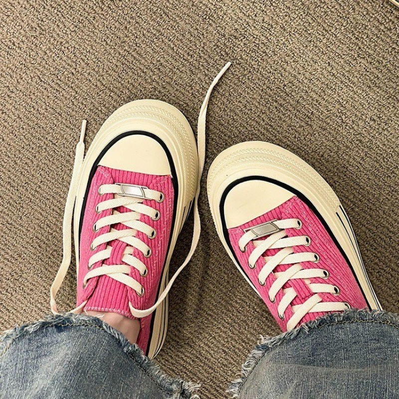 Γυναικεία πάνινα παπούτσια από καμβά μόδας φθινόπωρο 2023 με κορδόνια με στρογγυλά δάχτυλα Πλατφόρμα Vulcanized Παπούτσια Casual Outdoor Running Zapatillas Mujer