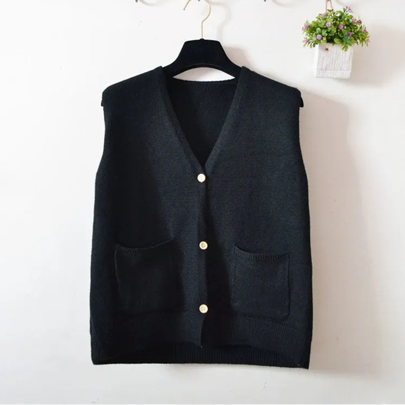 2023 Μασίφ, φαρδύ κοντό παλτό Γυναικείο φθινοπωρινό αμάνικο πλεκτό γιλέκο Γυναικείο κορεάτικο πουλόβερ με τσέπη με λαιμόκοψη V-λαιμόκοψη Εξωτερικά ρούχα ζακέτα