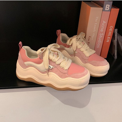 Y2K naiste Korea vabaaja Kawaii spordijalatsid Tossud Vintage Athletic Platform Tennis Kingad Tursked paksu kontsaga tossud Lamedad kingad