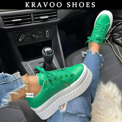 KRAVOO Női Cipők Platform Női Cipők Fűzős Könnyű Női Sport Sneaker Fashion Plus Size Kényelmes Sportcipők