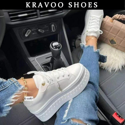 KRAVOO naiste jalanõud platvormiga naiste tossud, nööriga kerged naiste tossud, mood suures suuruses mugavad spordijalatsid