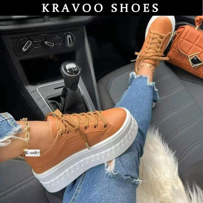 KRAVOO naiste jalanõud platvormiga naiste tossud, nööriga kerged naiste tossud, mood suures suuruses mugavad spordijalatsid