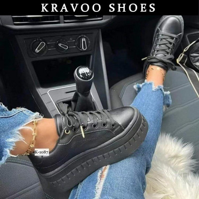 KRAVOO naiste jalanõud platvormiga naiste tossud, nööriga kerged naiste tossud, mood suures suuruses mugavad spordijalatsid