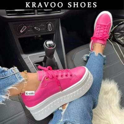 KRAVOO naiste jalanõud platvormiga naiste tossud, nööriga kerged naiste tossud, mood suures suuruses mugavad spordijalatsid