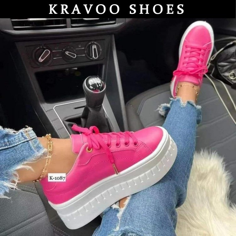 KRAVOO naiste jalanõud platvormiga naiste tossud, nööriga kerged naiste tossud, mood suures suuruses mugavad spordijalatsid