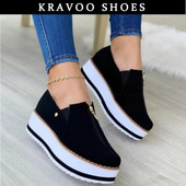 KRAVOO Ženske cipele s platformom Tenisice za povećanje visine Tenisice s okruglim prstima Natikače Ženske gole cipele Mokasine Cipele za slobodno vrijeme