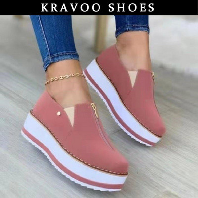 KRAVOO Ženske cipele s platformom Tenisice za povećanje visine Tenisice s okruglim prstima Natikače Ženske gole cipele Mokasine Cipele za slobodno vrijeme