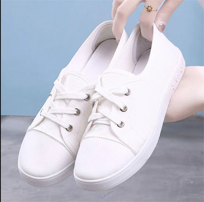 Lady klassikalised ümmargused varbaga valged lõuendist kingad üliõpilaskooli naistele lahedad mustad mugavad nöörkingad Zapatos De Mujer F921