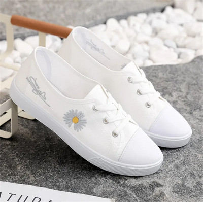 Lady klassikalised ümmargused varbaga valged lõuendist kingad üliõpilaskooli naistele lahedad mustad mugavad nöörkingad Zapatos De Mujer F921