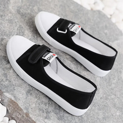 Lady klassikalised ümmargused varbaga valged lõuendist kingad üliõpilaskooli naistele lahedad mustad mugavad nöörkingad Zapatos De Mujer F921