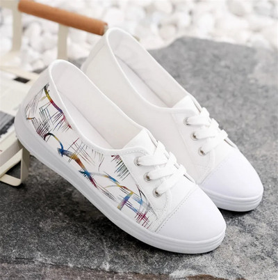 Lady klassikalised ümmargused varbaga valged lõuendist kingad üliõpilaskooli naistele lahedad mustad mugavad nöörkingad Zapatos De Mujer F921