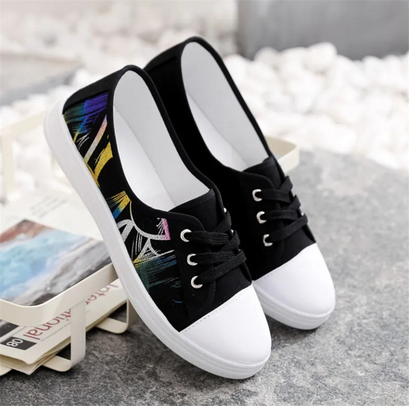 Lady klassikalised ümmargused varbaga valged lõuendist kingad üliõpilaskooli naistele lahedad mustad mugavad nöörkingad Zapatos De Mujer F921