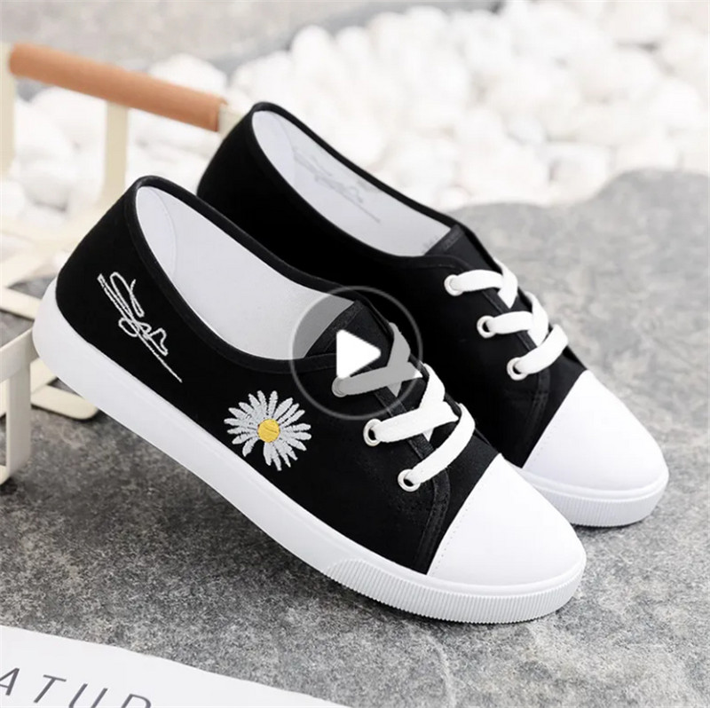 Lady klassikalised ümmargused varbaga valged lõuendist kingad üliõpilaskooli naistele lahedad mustad mugavad nöörkingad Zapatos De Mujer F921