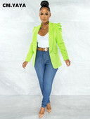 CM.YAYA Naiste šikk kontori daami avatud õmblusega bleiser Vintage mantel Moodne sälkkrae, puhvis pikkade varrukatega naiste ülerõivad Mujer topsid