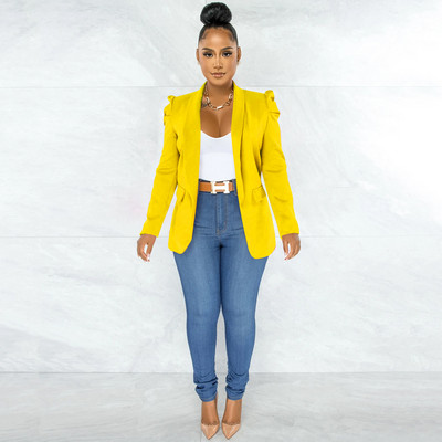 CM.YAYA Naiste šikk kontori daami avatud õmblusega bleiser Vintage mantel Moodne sälkkrae, puhvis pikkade varrukatega naiste ülerõivad Mujer topsid