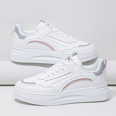 Γυναικεία παπούτσια νέου στυλ Lace Up Casual λευκά παπούτσια, αθλητικά παπούτσια Skate για άνετα και μοντέρνα φλατ παπούτσια για εξωτερικούς χώρους