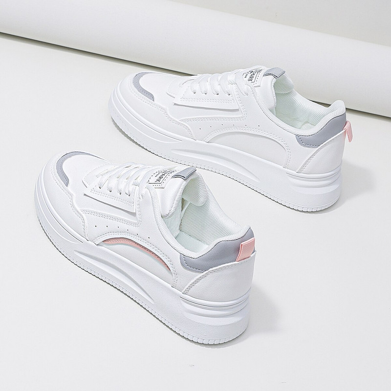 Γυναικεία παπούτσια νέου στυλ Lace Up Casual λευκά παπούτσια, αθλητικά παπούτσια Skate για άνετα και μοντέρνα φλατ παπούτσια για εξωτερικούς χώρους