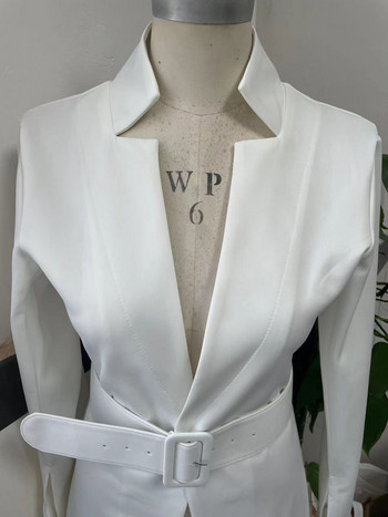 Елегантен офис дамски блейзър Бяло дамско сако Моден дълъг ежедневен костюм Палто Есенно семпло сако със стояща яка Черно Жълто