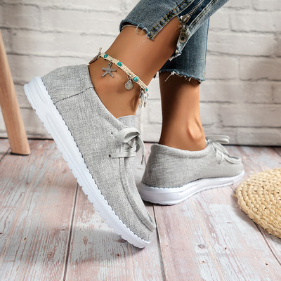 Ženske cipele Jesen 2022. Nove velike platnene cipele za parove Ležerne cipele s ravnim dnom Neklizajuće na vezanje s okruglim prstima Radne ženske cipele