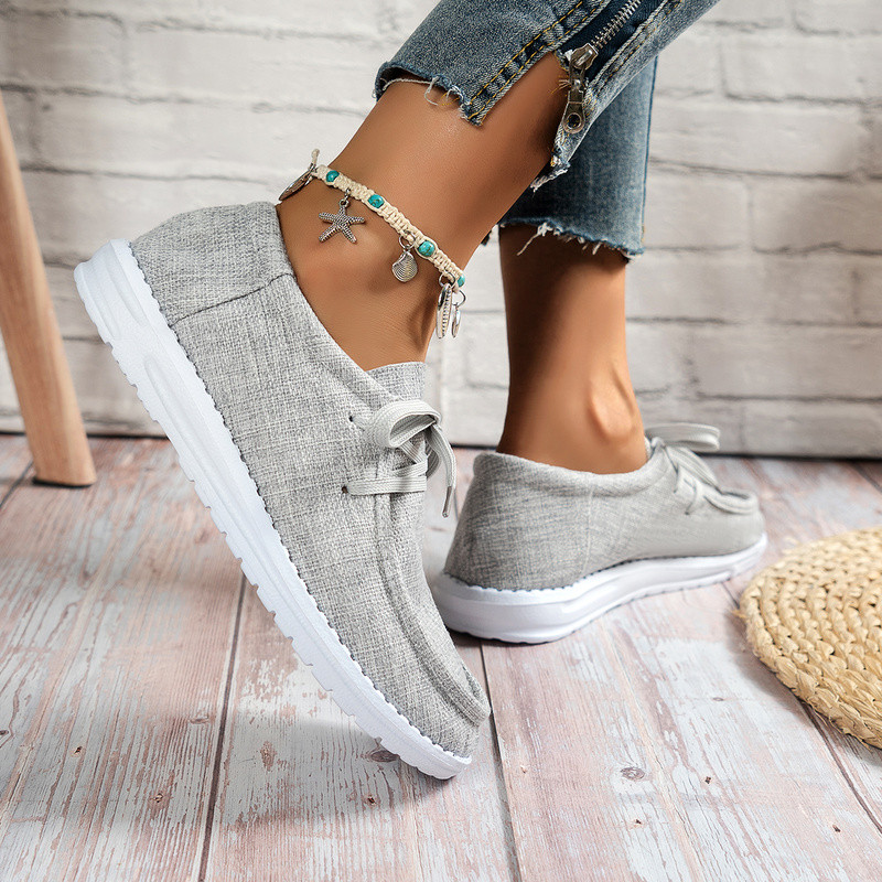 Ženske cipele Jesen 2022. Nove velike platnene cipele za parove Ležerne cipele s ravnim dnom Neklizajuće na vezanje s okruglim prstima Radne ženske cipele