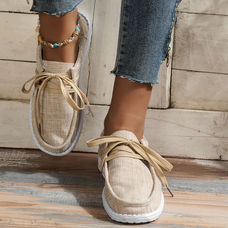 Ženske cipele Jesen 2022. Nove velike platnene cipele za parove Ležerne cipele s ravnim dnom Neklizajuće na vezanje s okruglim prstima Radne ženske cipele