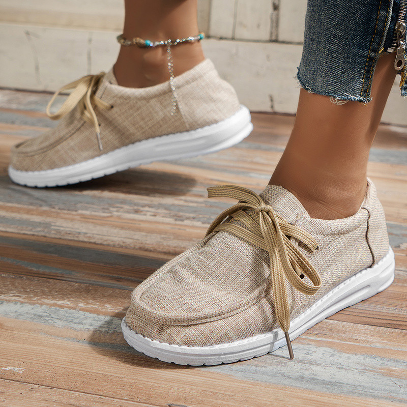 Ženske cipele Jesen 2022. Nove velike platnene cipele za parove Ležerne cipele s ravnim dnom Neklizajuće na vezanje s okruglim prstima Radne ženske cipele