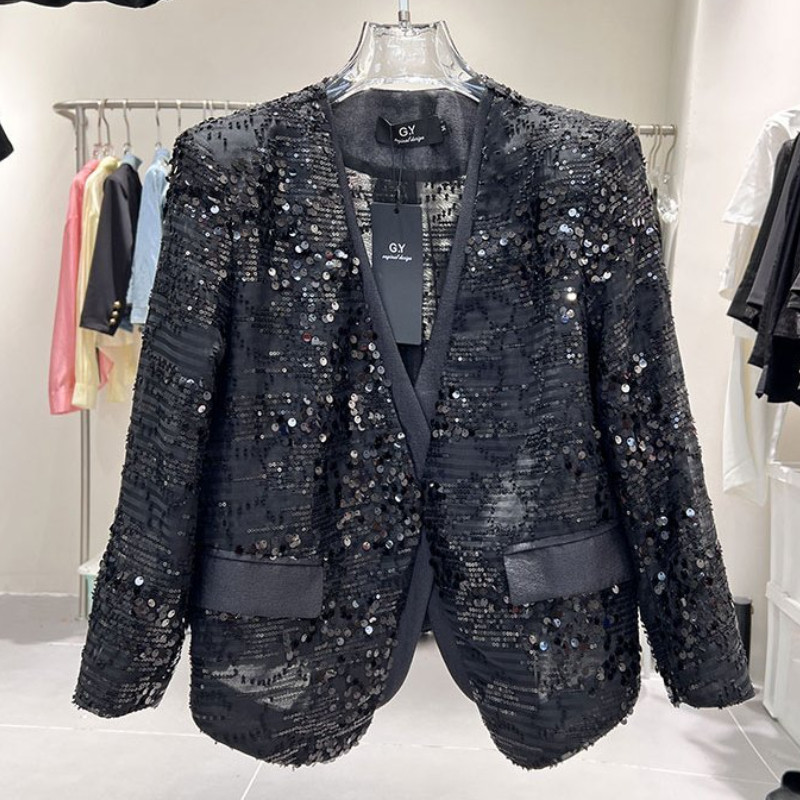 Naised Kevadsuvi õhukesed lühikesed V-kaelusega pikkade varrukatega litritega bleiserid Mantel Tikand Kardigan OL Võrgusilmast kostüümid Jope Topid