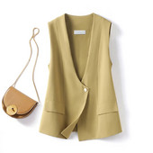 Moteriškos liemenės Naujos 2023 m. pavasario vasaros mados korėjietiškos laisvos V formos iškirptės be rankovių, laisvalaikio švarkelis Liemenės Paltai Moteriški viršutiniai drabužiai Viršutiniai drabužiai