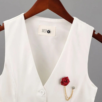 Γυναικείο γιλέκο μόδας Νέο 2023 Καλοκαιρινή λεπτή λαιμόκοψη Κορεάτικα αμάνικα casual blazer παλτό Γυναικεία πανωφόρια μπλουζάκια
