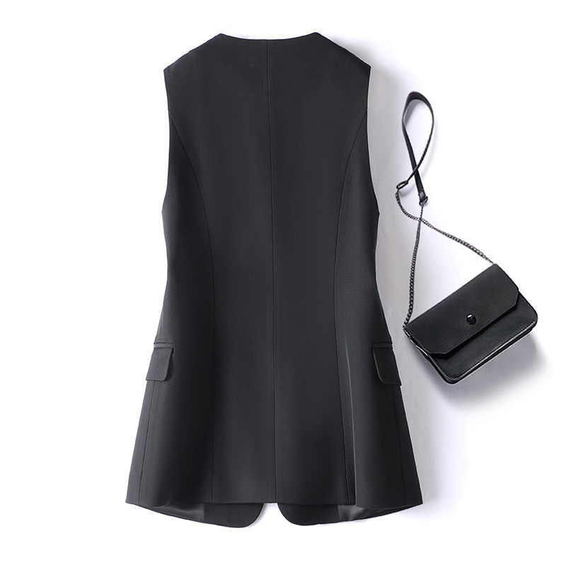 Crno odijelo Prsluk Žensko proljeće Jesen Korejski 2023 Nova moda Bez rukava V-izrez Kombinirani sakoi Prsluk Ženska jakna Top