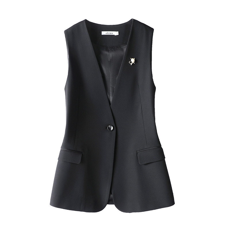 Crno odijelo Prsluk Žensko proljeće Jesen Korejski 2023 Nova moda Bez rukava V-izrez Kombinirani sakoi Prsluk Ženska jakna Top