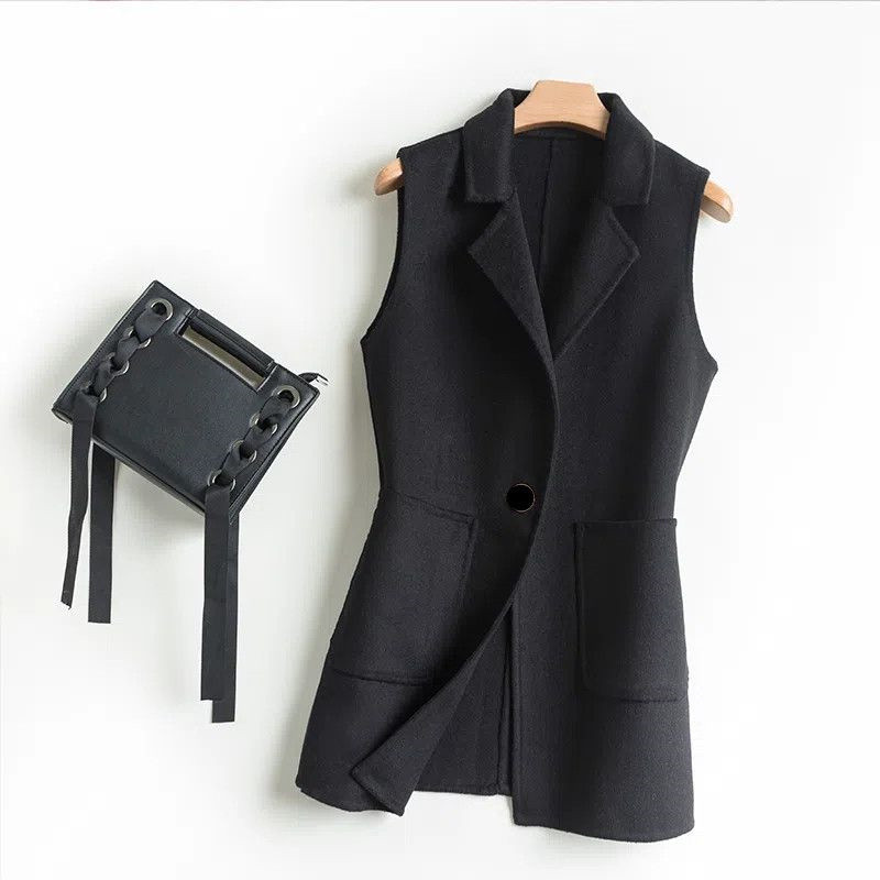 Naiste 2023. aasta uus Korea mood, kevad-sügis, lühike villane vest Naiste vabaaja vest, jakk, naiste ülerõivaste topp