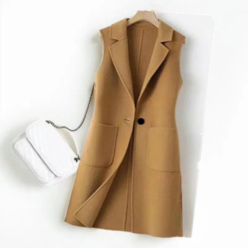 Naiste 2023. aasta uus Korea mood, kevad-sügis, lühike villane vest Naiste vabaaja vest, jakk, naiste ülerõivaste topp