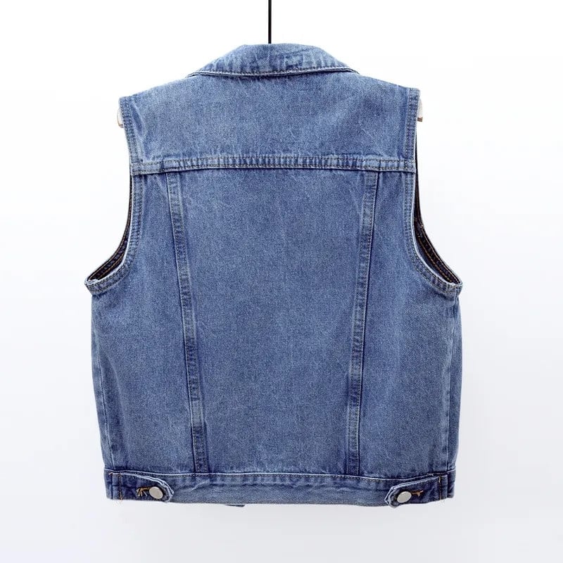 2023. aasta kevadsügis, uus teksavest naiste lühike, taskuga varrukateta jakkvest õhuke naiste vestiga ülerõivad